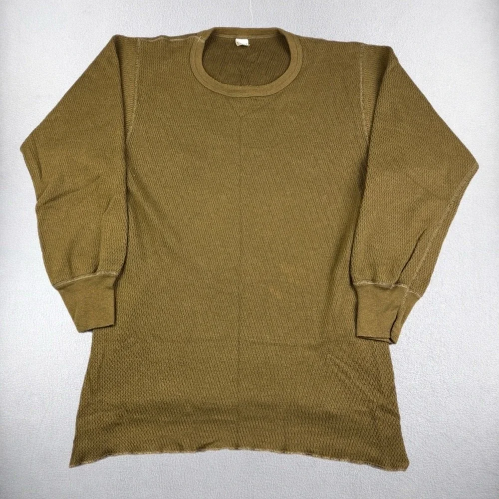 VTG Morgan Mills Thermal Shirt Mens 2XL Brown Arctex Waffle Knit Long Sleeve 70s - Picture 1 of 7